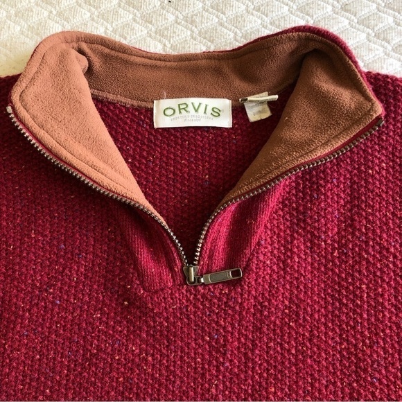 Orvis Wool Blend Quarter Zip Mock Neck Sweater - Picture 2 of 9